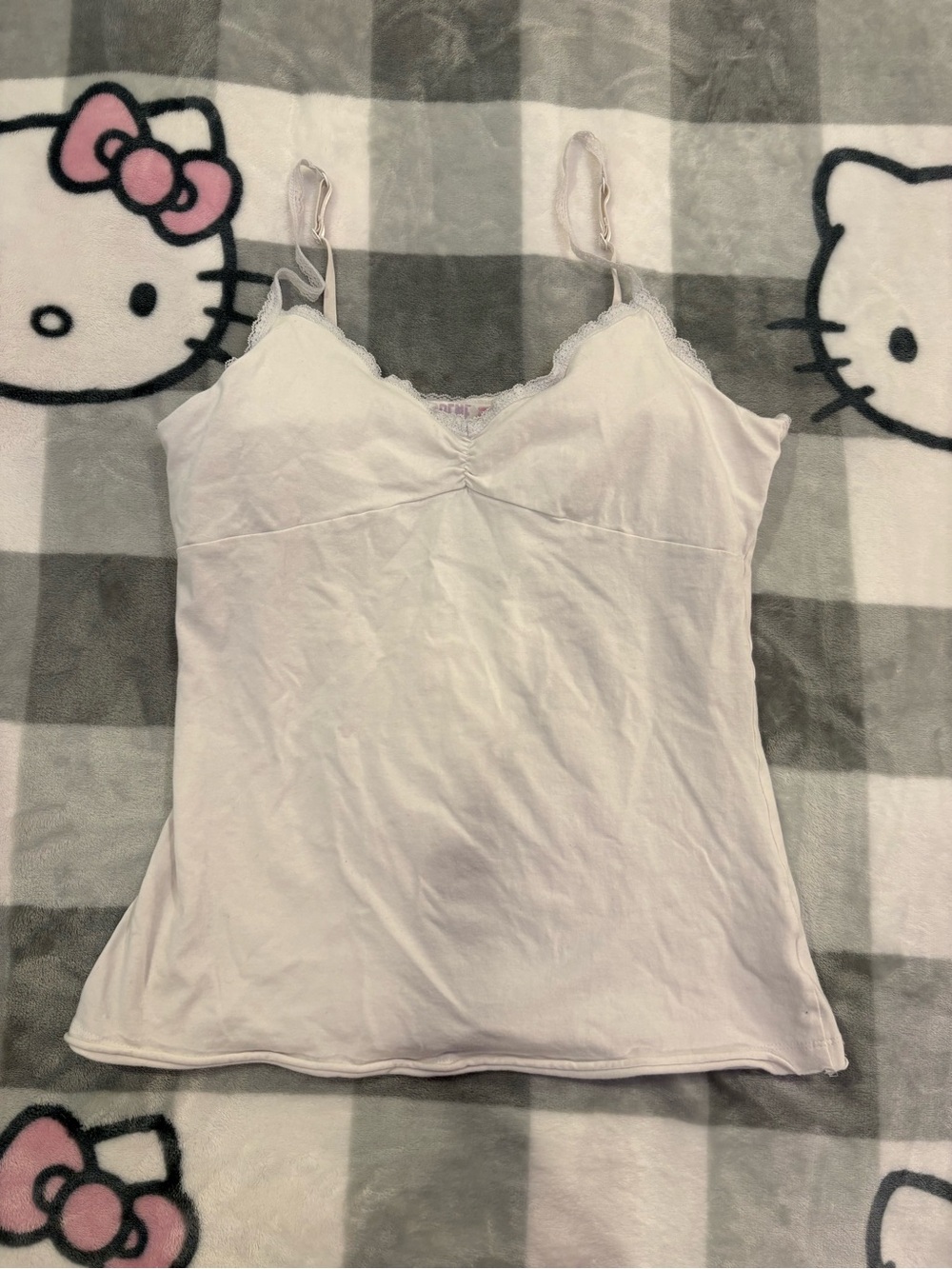 Vintage Ardene White Lace Trim Cami Tank Top